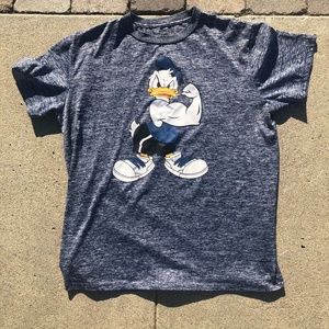 Donald Duck flexing his muscle